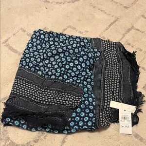 Ann Taylor Blue & Black Patterned Scarf